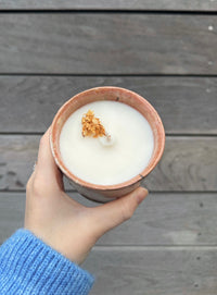 Blush Glaze Candle with Stamped Heart